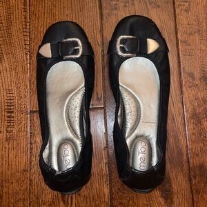 Me Too Black Flats with Buckle Detail